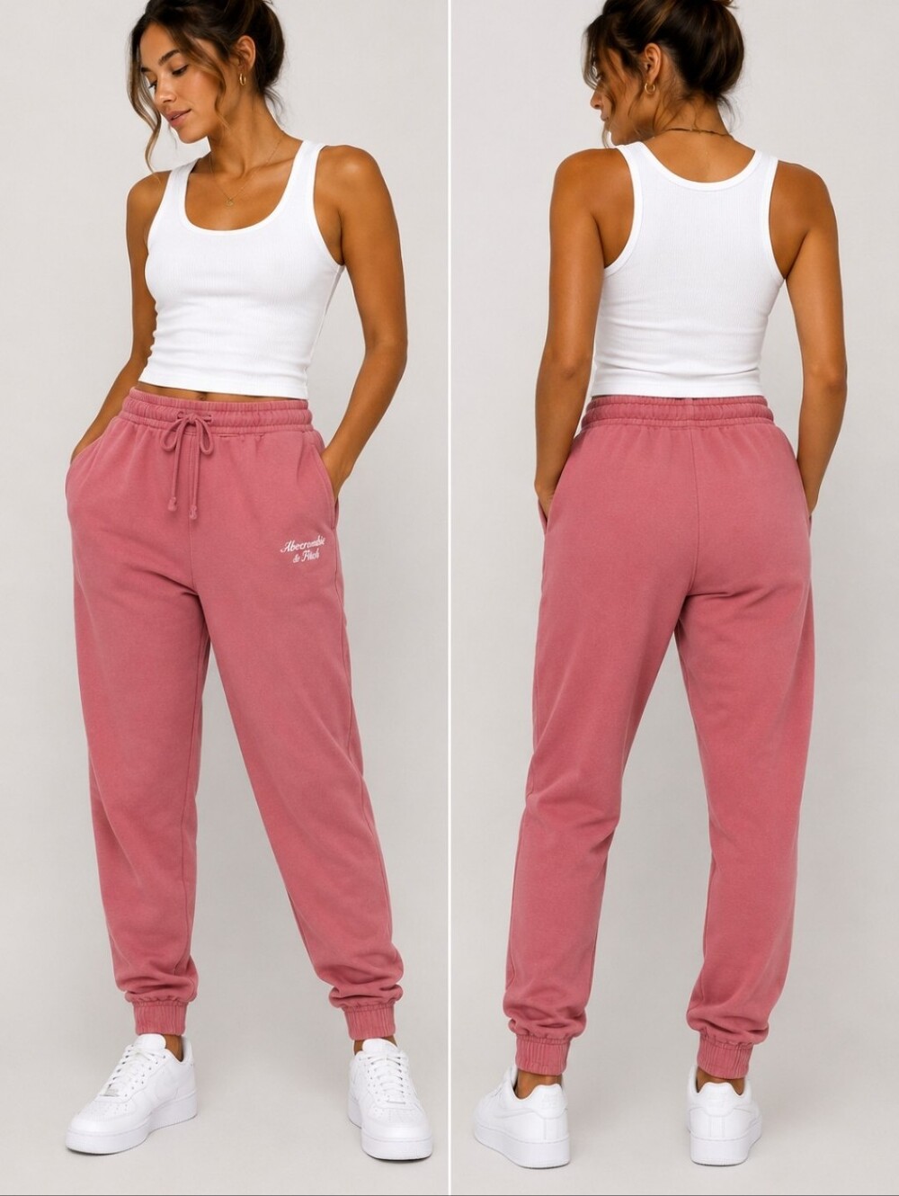 Abercrombie & Fitch SoftAF Rose Pink Fleece Jogger Sweatpants L Athleisure